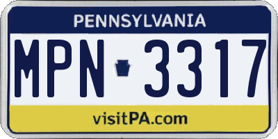 PA license plate MPN3317