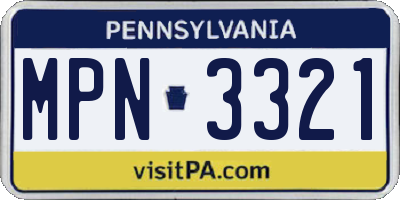 PA license plate MPN3321