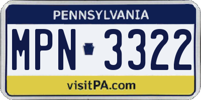 PA license plate MPN3322