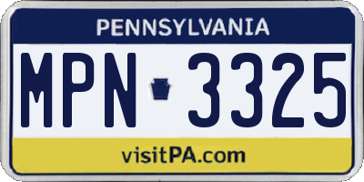 PA license plate MPN3325