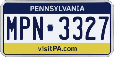 PA license plate MPN3327