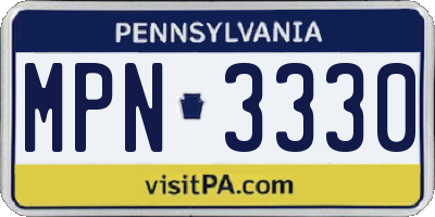 PA license plate MPN3330