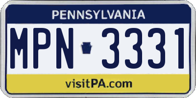 PA license plate MPN3331