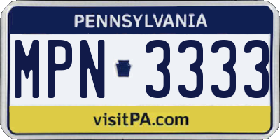 PA license plate MPN3333