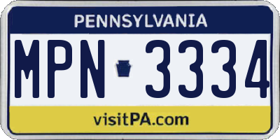 PA license plate MPN3334