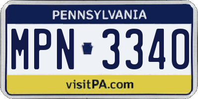 PA license plate MPN3340