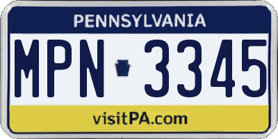 PA license plate MPN3345