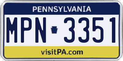 PA license plate MPN3351
