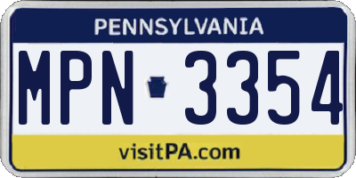 PA license plate MPN3354