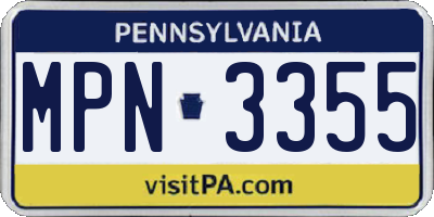 PA license plate MPN3355