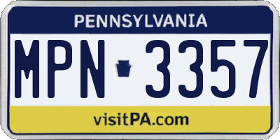 PA license plate MPN3357