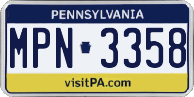 PA license plate MPN3358
