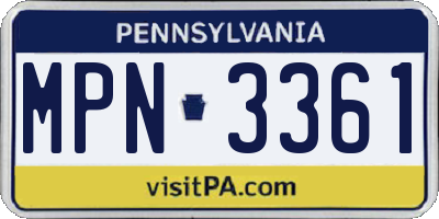 PA license plate MPN3361