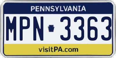 PA license plate MPN3363