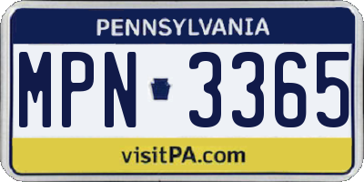 PA license plate MPN3365