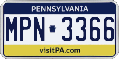 PA license plate MPN3366