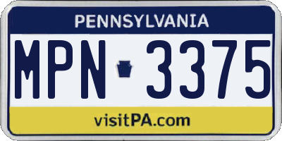 PA license plate MPN3375