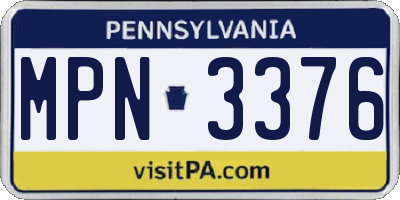 PA license plate MPN3376