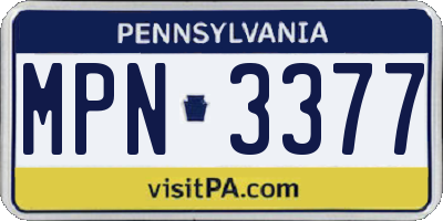PA license plate MPN3377