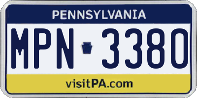 PA license plate MPN3380