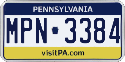 PA license plate MPN3384