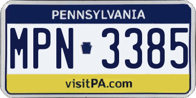 PA license plate MPN3385
