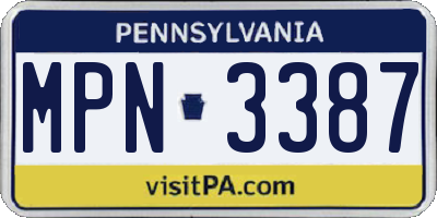 PA license plate MPN3387