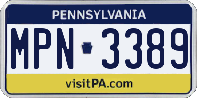 PA license plate MPN3389