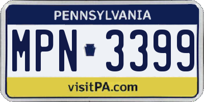 PA license plate MPN3399