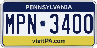 PA license plate MPN3400