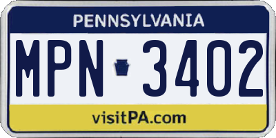 PA license plate MPN3402