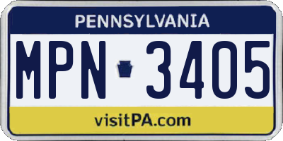 PA license plate MPN3405