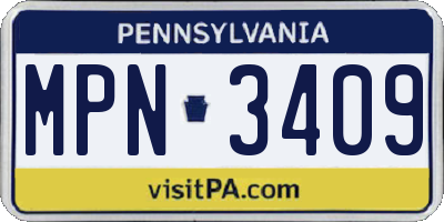 PA license plate MPN3409