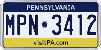 PA license plate MPN3412