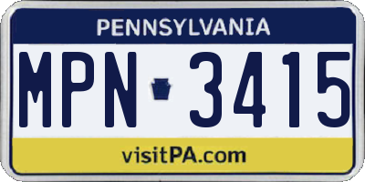PA license plate MPN3415