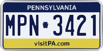 PA license plate MPN3421