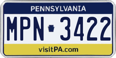 PA license plate MPN3422