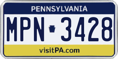 PA license plate MPN3428