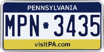 PA license plate MPN3435