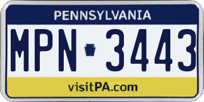PA license plate MPN3443