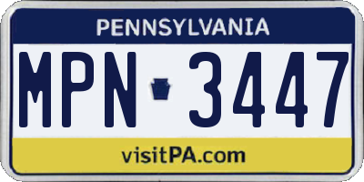 PA license plate MPN3447