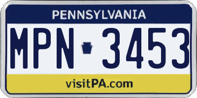 PA license plate MPN3453