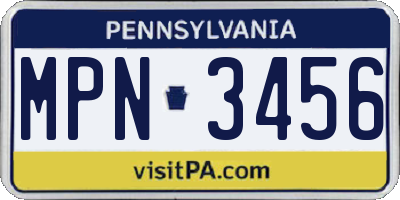 PA license plate MPN3456