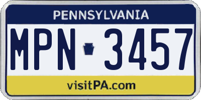 PA license plate MPN3457