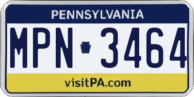 PA license plate MPN3464