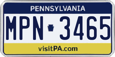 PA license plate MPN3465