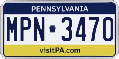 PA license plate MPN3470