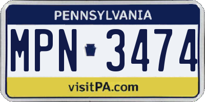 PA license plate MPN3474