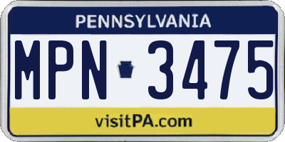 PA license plate MPN3475
