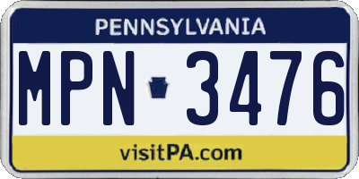 PA license plate MPN3476